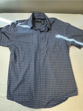 Van Heusen Blue Checked Short-Sleeve Button-Down Shirt
